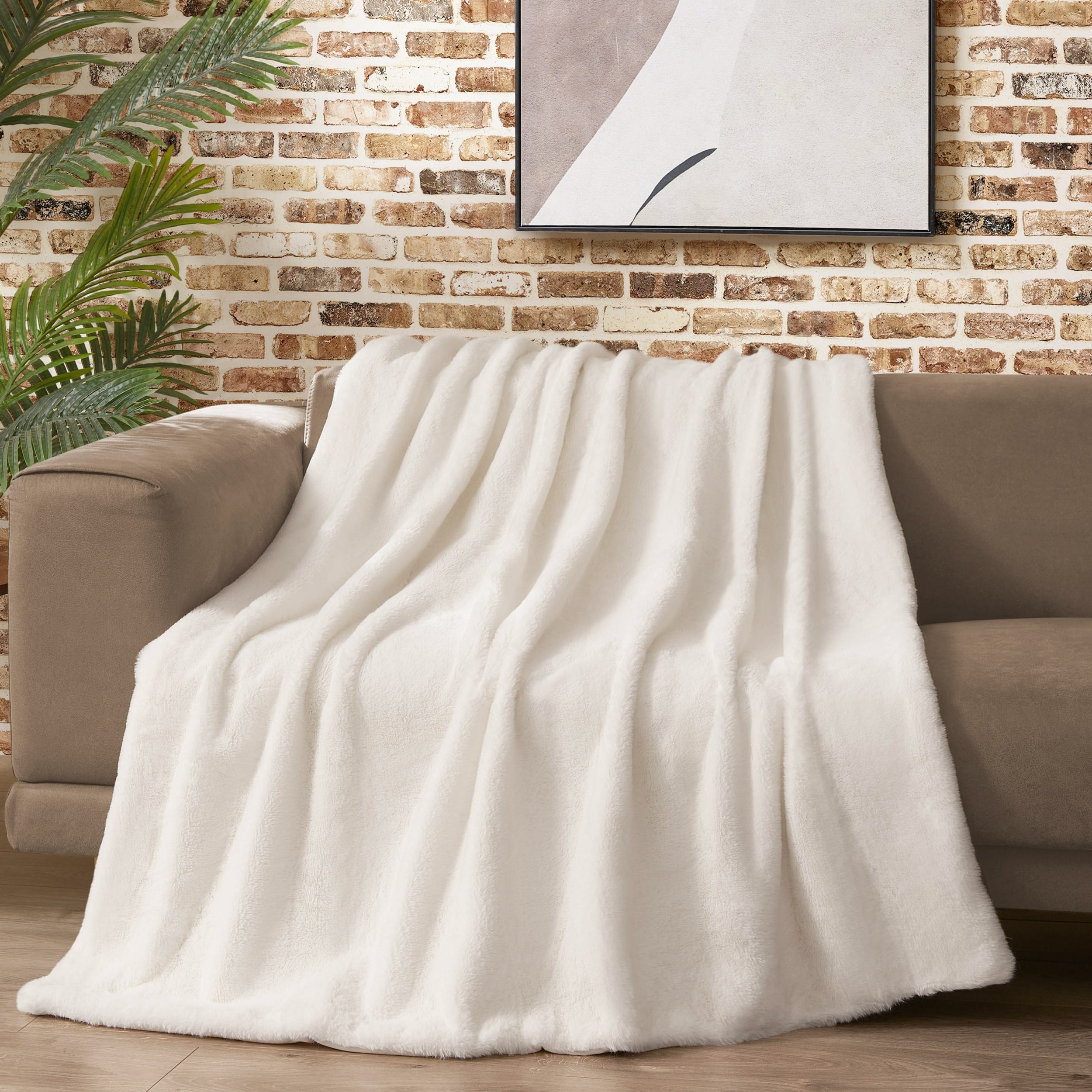Lucky Brand Solid Synthetic Fur Rabbit 50" x 70" Throw Blanket