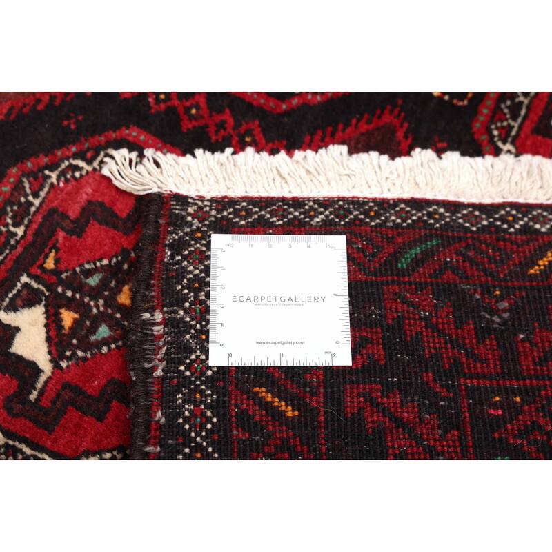 ECARPETGALLERY Hand-knotted Teimani Black, Red Wool Rug - 3'3 x 7'2