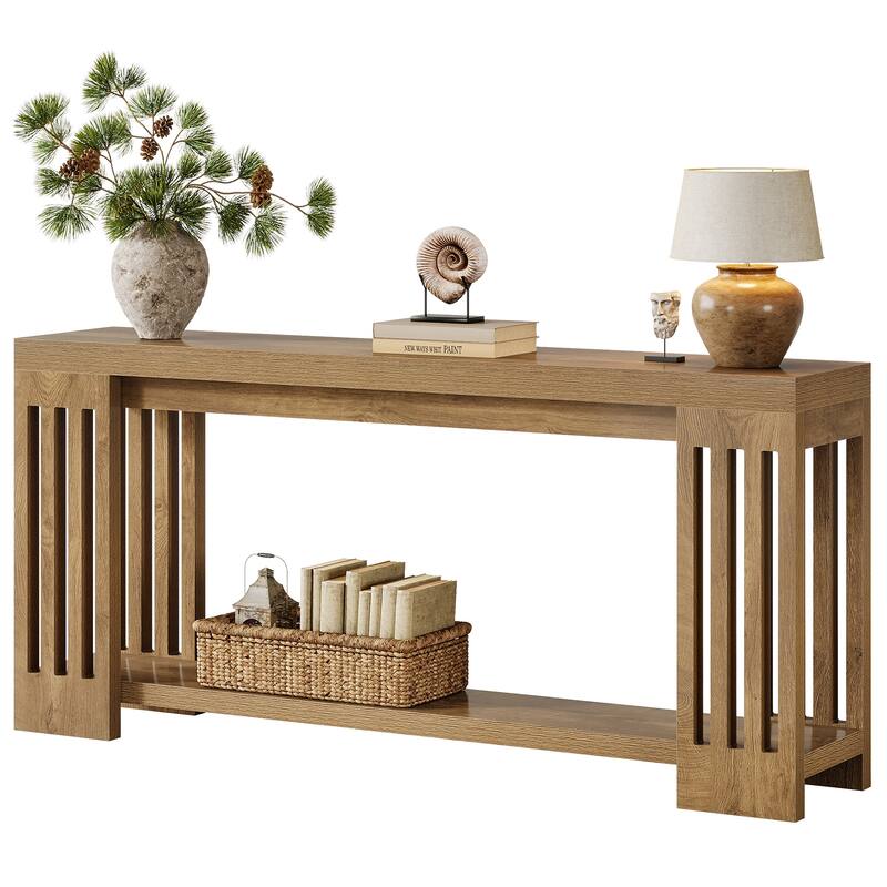 70.9-Inch Console Table, 2-Tier Sofa Table, Long Entryway Table for Living Room, Hallway, Entrance, Foyer