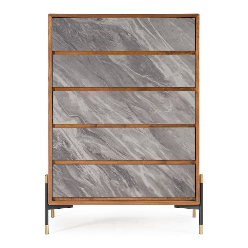 Nova Domus Metcalf Mid-Century Walnut & Grey Chest