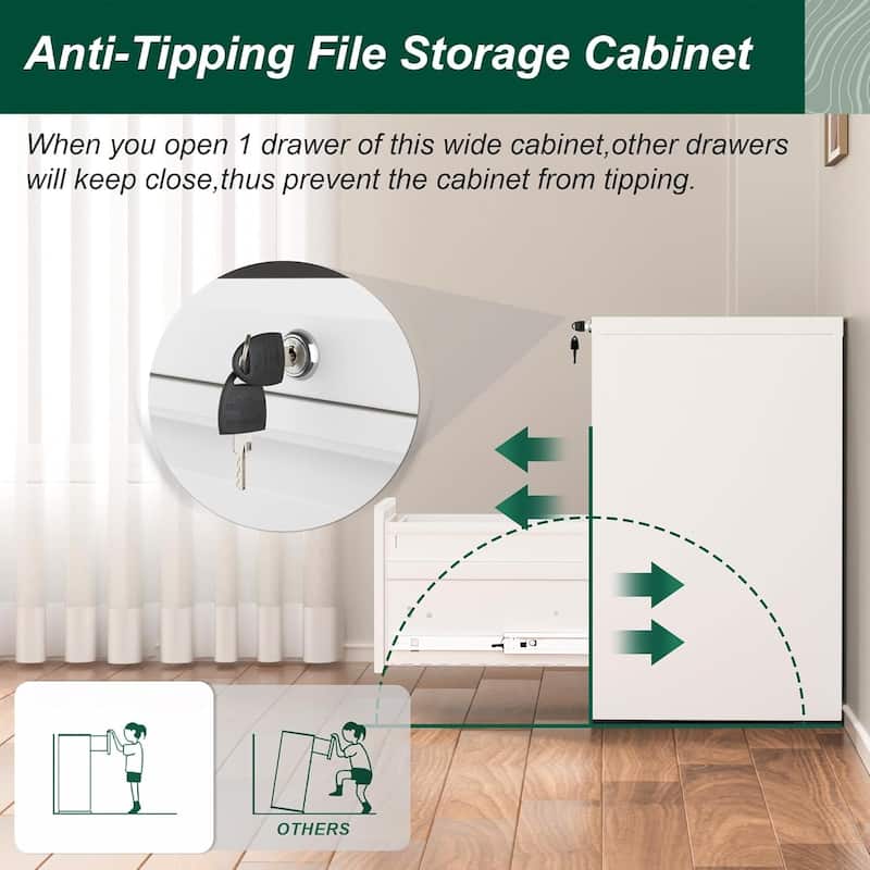 2/4 Drawer Vertical File Cabinet with Lock for Home Office, 18" D Filing Cabinet for Hanging Letter/F4/A4/Legal Size Folders