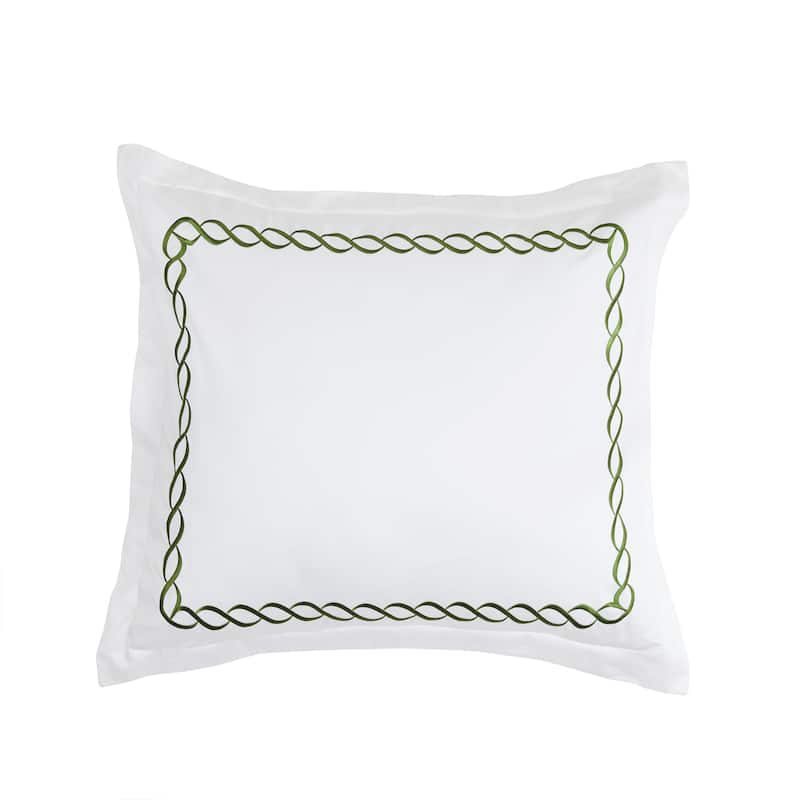 Home Sweet Home Collection 600 Thread Count Cotton Rope Embroidery Duvet Set - Green - Euro Sham