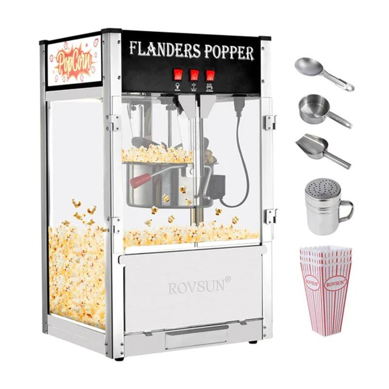 1600W 120V 16oz Kettle Popcorn Machine Maker Countertop - Black
