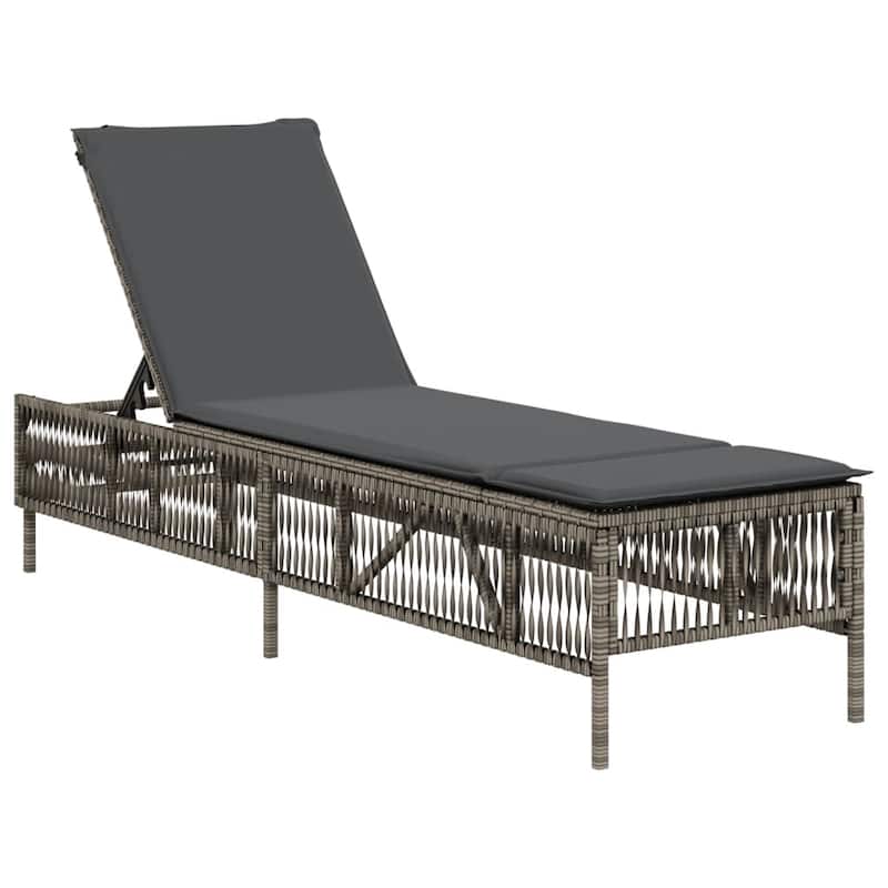 vidaXL Sun Lounger with Cushion Daybed Chaise Lounge Patio Furniture Poly Rattan - 21.7 x 77.9 x 37.8