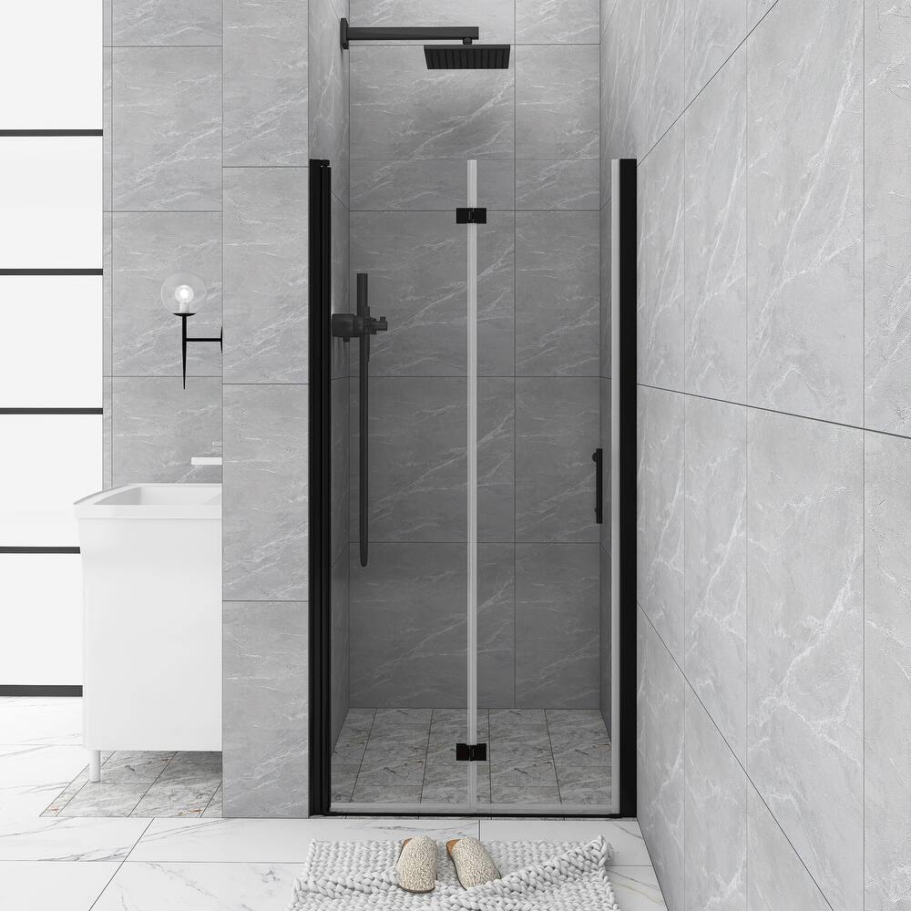 30/32/34/36 Bi-fold Semi-Frameless Shower Door with Clear Tempered Glass