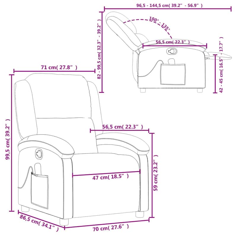 vidaXL Massage Recliner Chair Wingback Reclining Armchair for Elderly Velvet