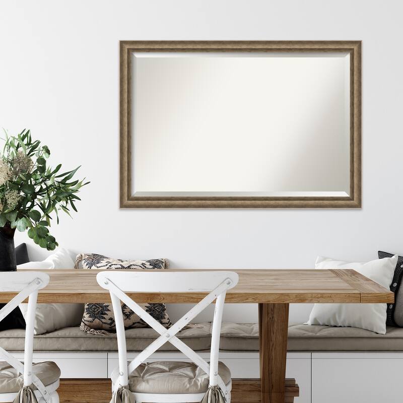Angled Beveled Wood Framed Wall Mirror