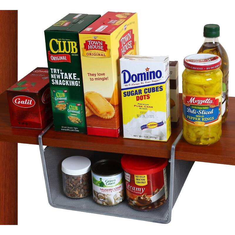 Under Shelf Basket, Mesh Stainless Steel Storage Under Cabinet Hanging Basket, Pack-1