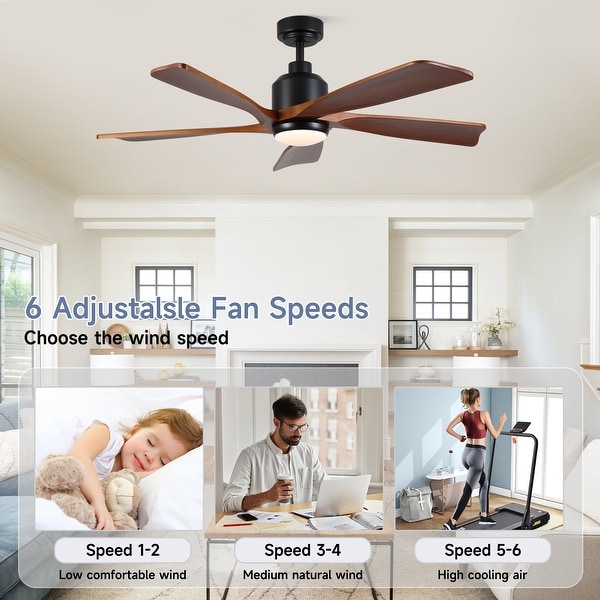Shamshla 60 in. Indoor Farmhouse Brown Walnut Wood Ceiling Fan