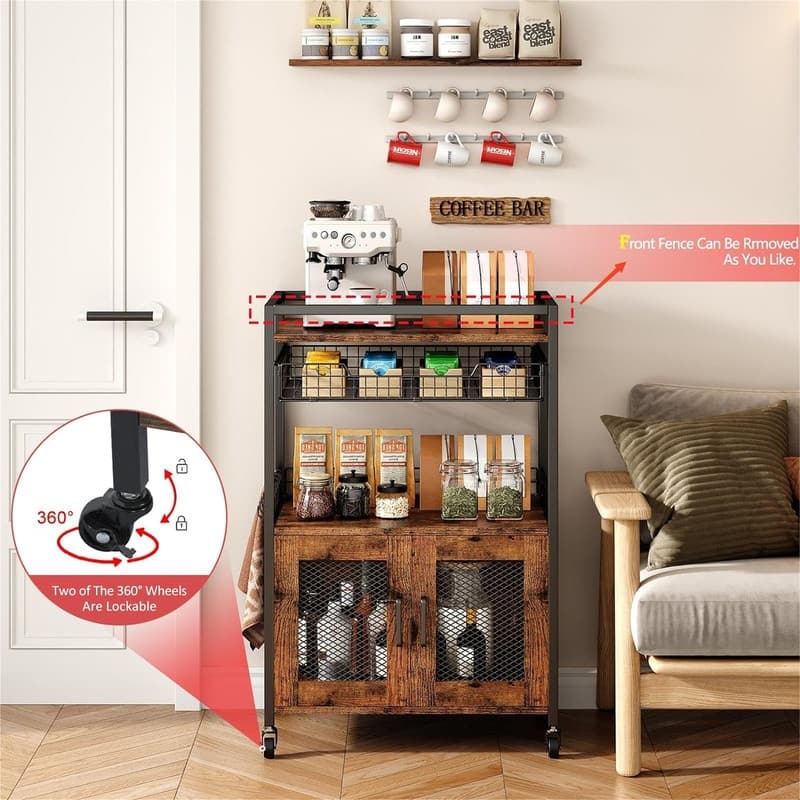 Coffee Bar Cabinet - 15"D x 23.7"W x 35.9"H