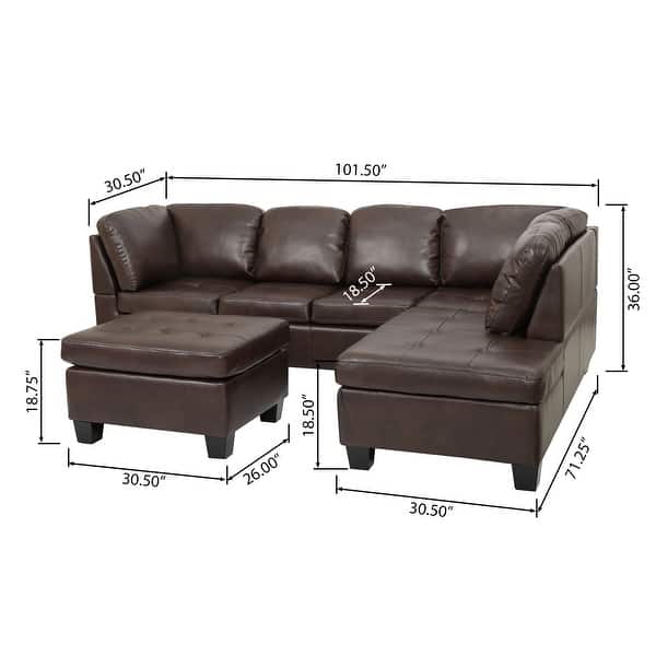 Canterbury 3piece PU Leather Sectional Sofa Set by Christopher Knight