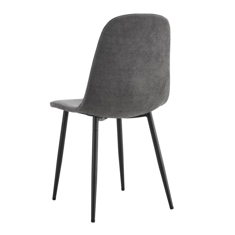Comfortable Linen-Cotton Dining Chair Set - 6 Pieces in Dark Gray.Integrated Seat and Backrest