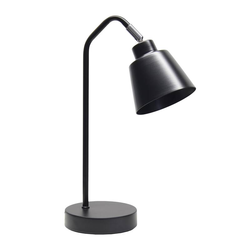 Metal Desk Lamp with Adjustable Cone Shade for Modern Workspace - 7.80 x 5.60 x 16 in. (L x W x H) - Black