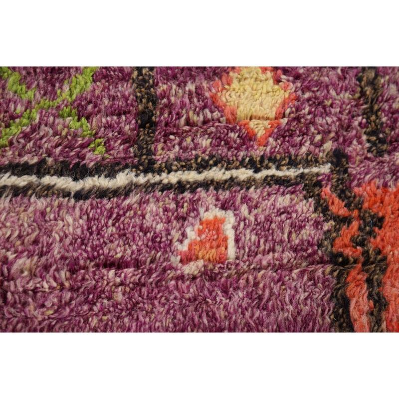 Purple Moroccan Oriental Area Rug Handmade Geometric Wool Carpet - 8'6" x 12'7"