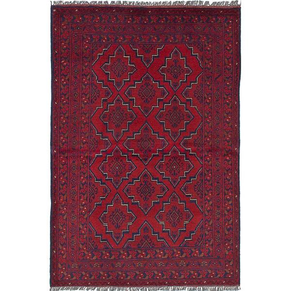slide 1 of 2, ECARPETGALLERY Hand-knotted Finest Khal Mohammadi Dark Red Wool Rug - 3'4 x 5'0
