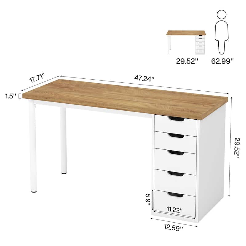 47 inches Vanity Desk with 5 Drawers, Modern Makeup Desk