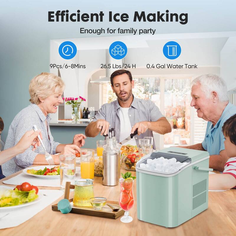Countertop Ice Maker Machine, Portable Self-Cleaning Ice Machine with Ice Scoop