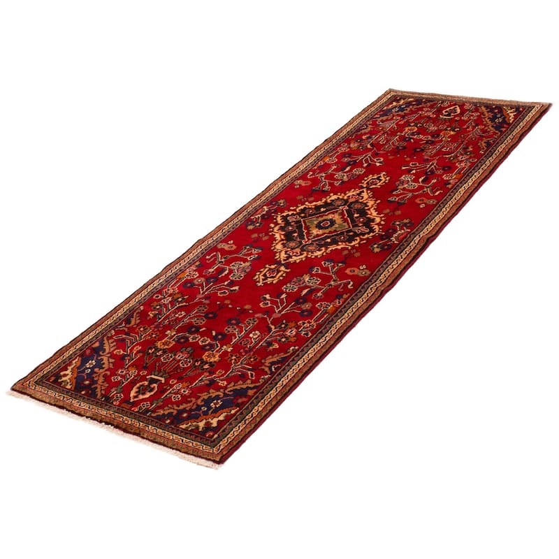 ECARPETGALLERY Hand-knotted Andelz Red Wool Rug - 3'4 x 10'4