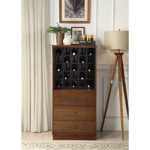 52"H Wiesta Wine Cabinet with Wine Bottle Rack & 3 Drawers in Walnut