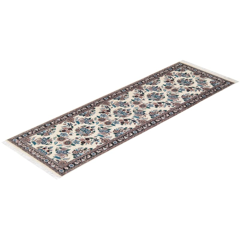Overton Hand Knotted Wool Traditional Oriental Ivory Runner