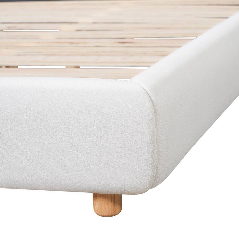 Christopher Knight Home - Arvilla Modern Boucle Upholstered Low Profile Platform Bed with Wingback Headboard & Wooden Slats