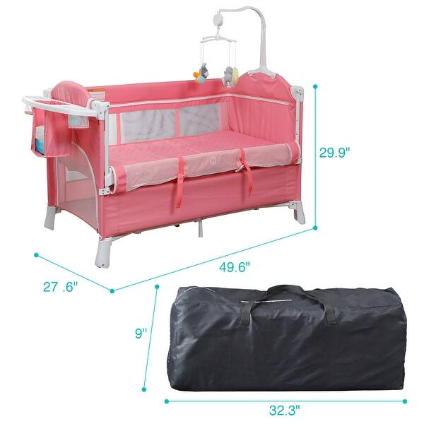 Portable Upholstered Infant Cribs Home Toddler Bassinet Bed