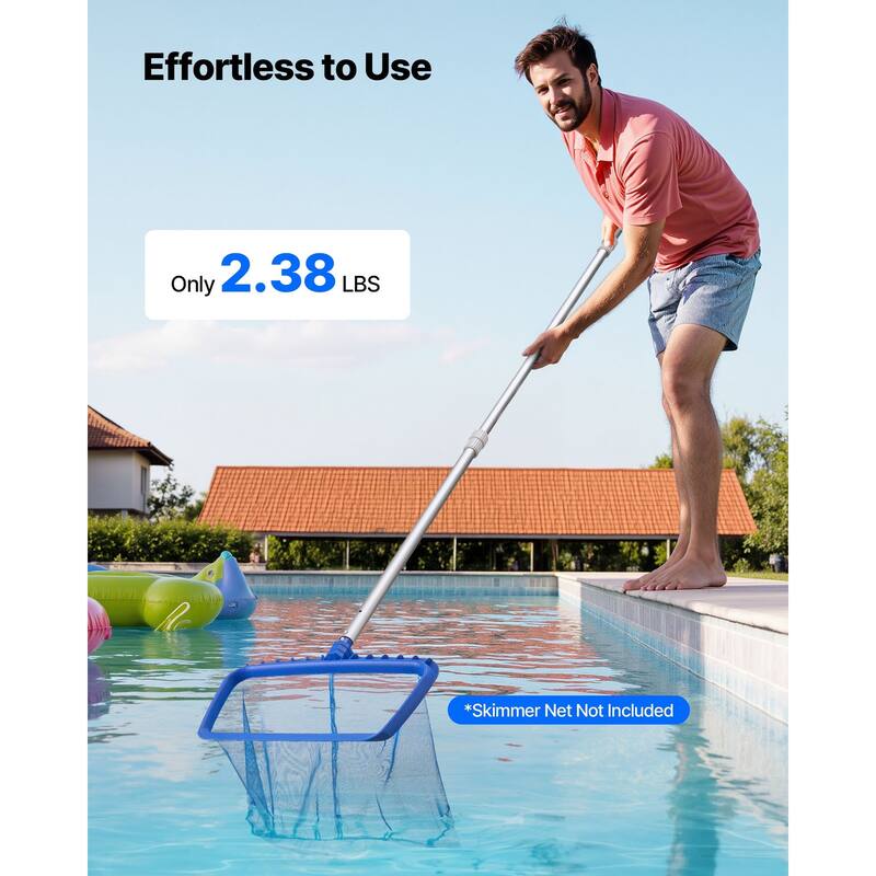 Adjustable Telescopic Pool Pole 3.4-15ft Aluminum Alloy Extendable Skimmer and Cleaning Tool - 3.4ft to 15ft