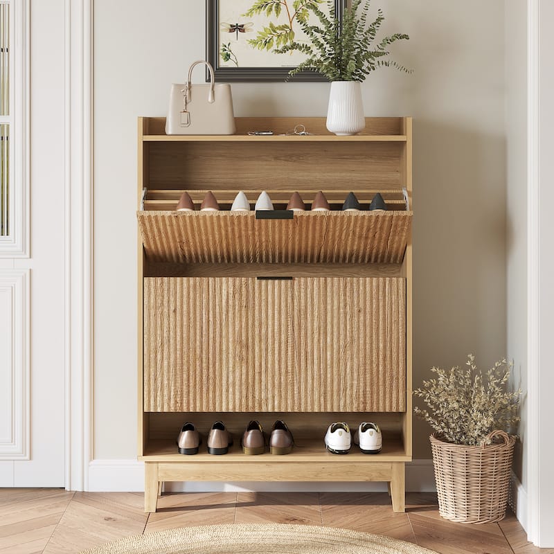 Shoe Cabinet with 2 Flip Drawers