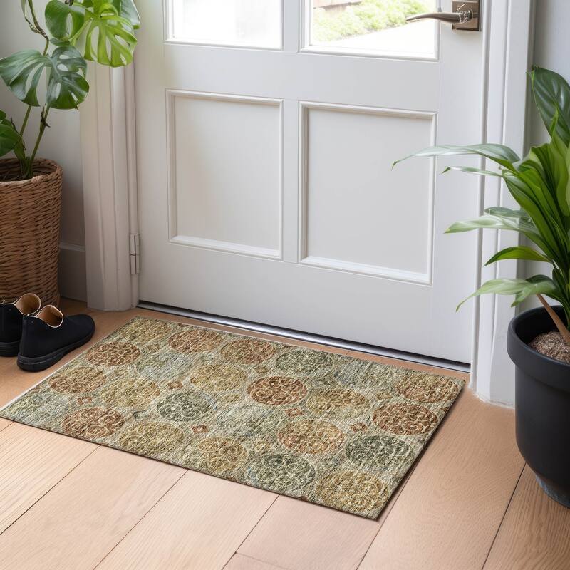 Premium Washable Super Soft Traditional Scroll Mayfield Rug - Taupe - 1' 8" x 2' 6" - Rectangle