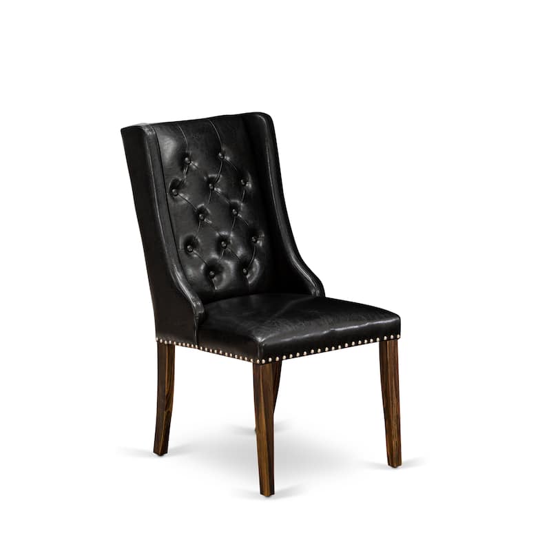 East West Furniture Parson Kitchen Chairs - Button Tufted Nailhead Upholstered Dining Chairs, Set of 2, (Finish & Upholstered)