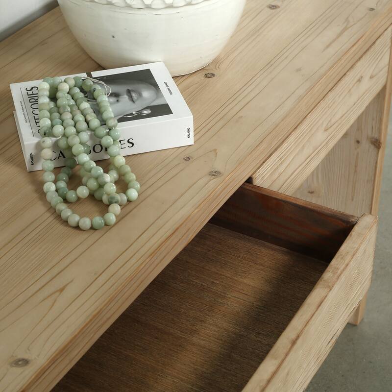 66" Long Waterfall Console with Three Drawers Weathered Neutral 66x20x30H..