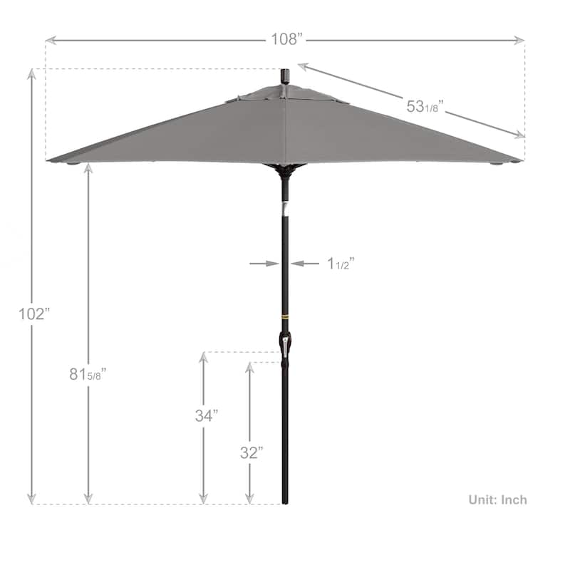 California Umbrella 9' Round Crank Lift Push Button Tilt Bronze Aluminum Patio Umbrella Sunbrella