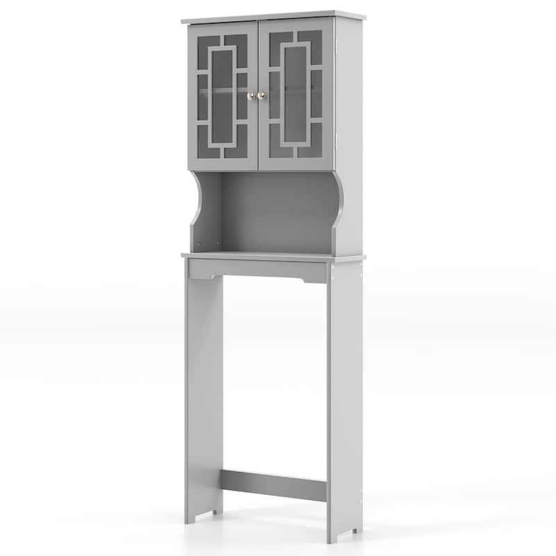Gymax Grey Bathroom Over The Toilet Space Saver Storage Cabinet - See Details - Grey - Wood Finish - See Details
