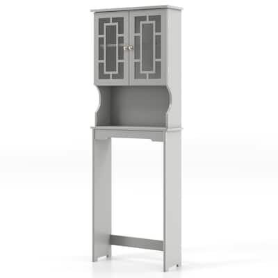 Gymax Grey Bathroom Over The Toilet Space Saver Storage Cabinet - See Details