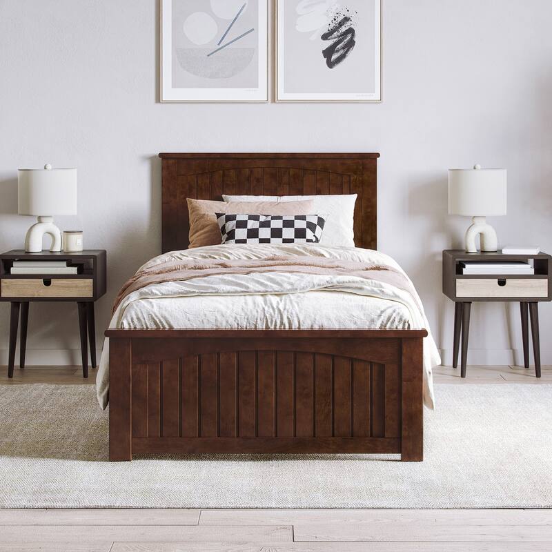 Naples Solid Wood Low Profile Platform Bed with Matching Footboard