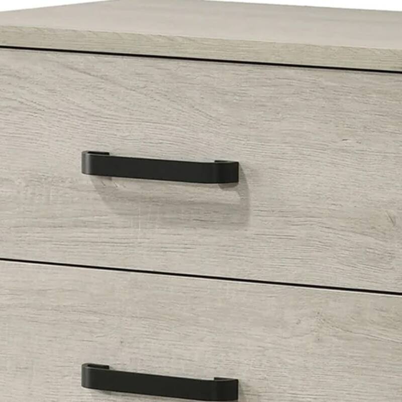 Meni Nightstand, 2 Drawers, Black Metal Handles, Scandinavian White