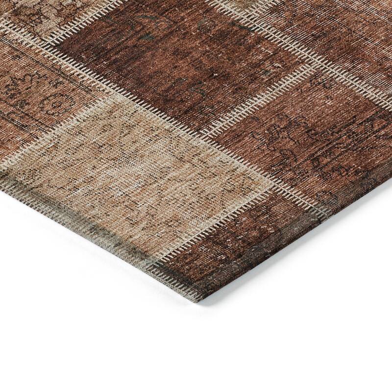Machine Washable Indoor/ Outdoor Chantille Traditional Patchwork Rug