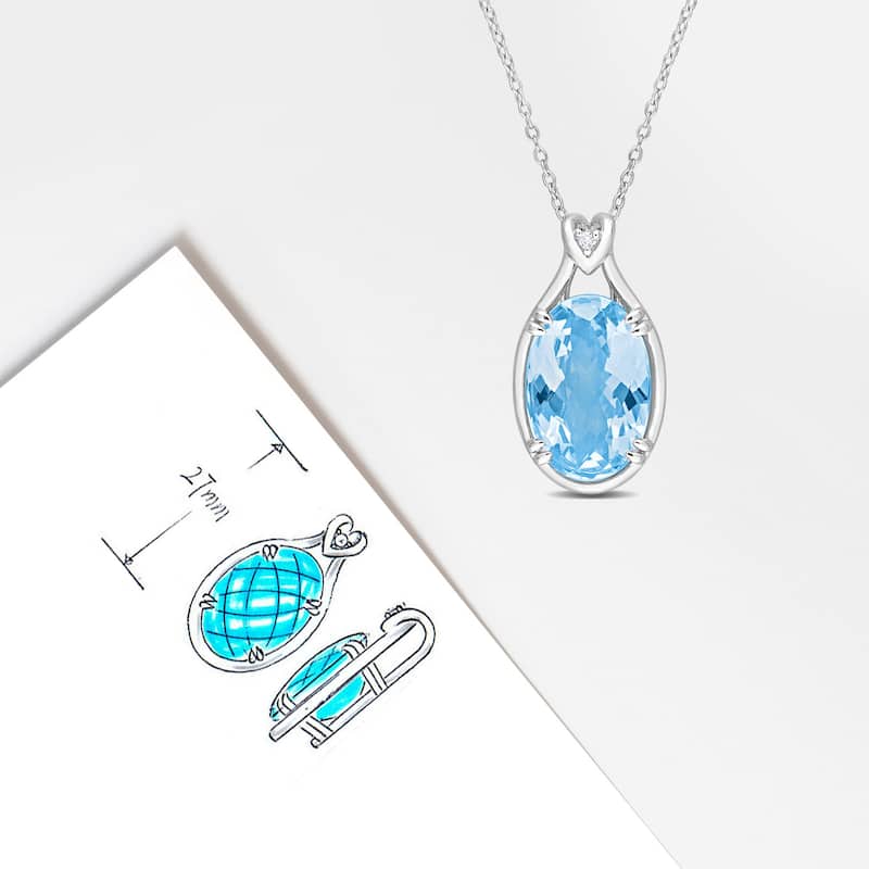 Miadora 13 1/2ct TGW Sky Blue Topaz White Topaz Necklace Sterling Silver