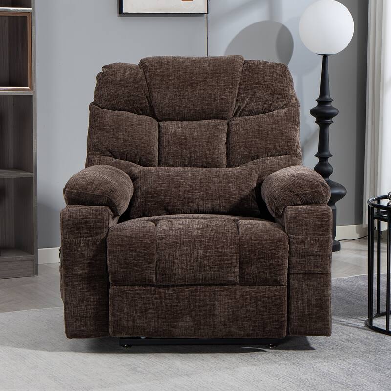 Flagship Dual Motor 26" Oversized Chenille Power Lift Recliner Chair
