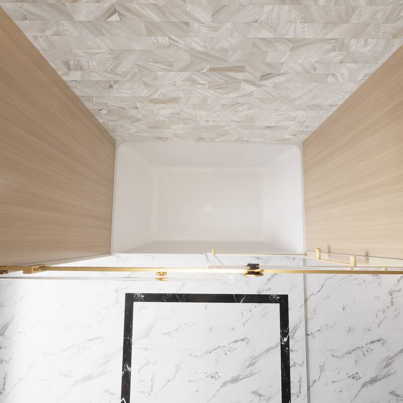 60 "W x 60" H Frameless Single Sliding Shower Door with Stainless Steel Handle - 60'' x 0.38'' x 60''