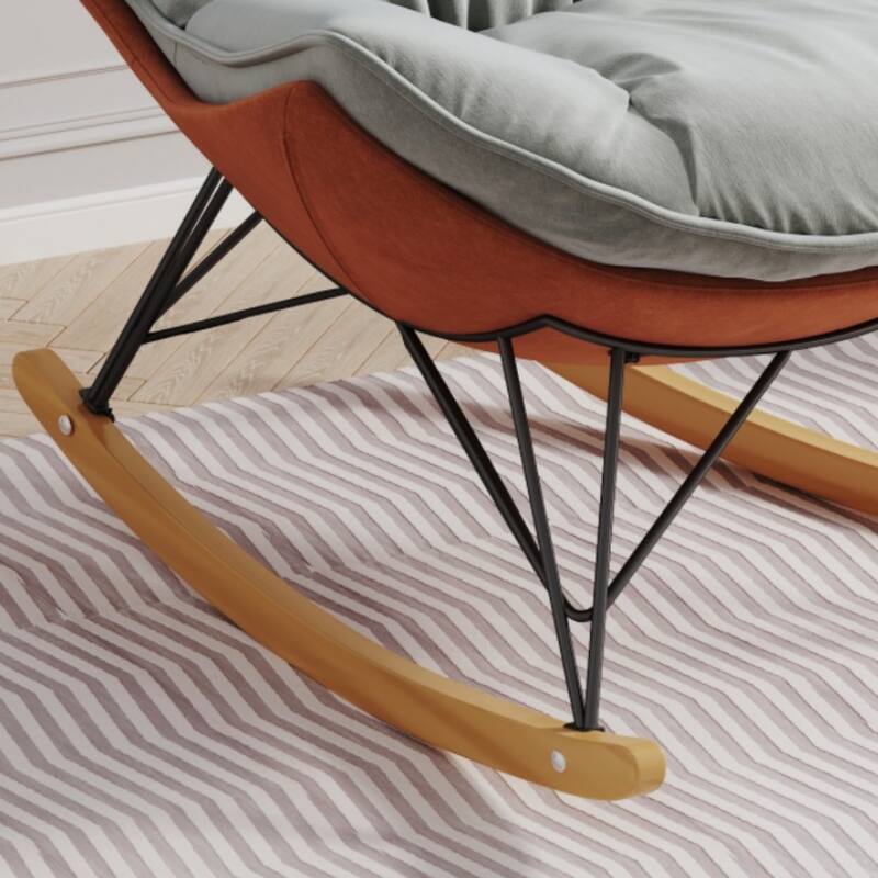 Single Leisure Lounge Chair, Balcony Rocking Chair with Detachable Cushion