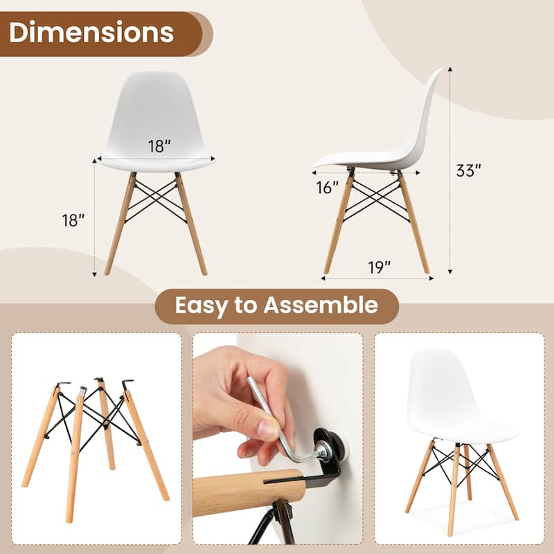 Set of 4 Modern Dining Chairs with Beech Wood Legs and Ergonomic Backrest for Kitchen or Dining Room