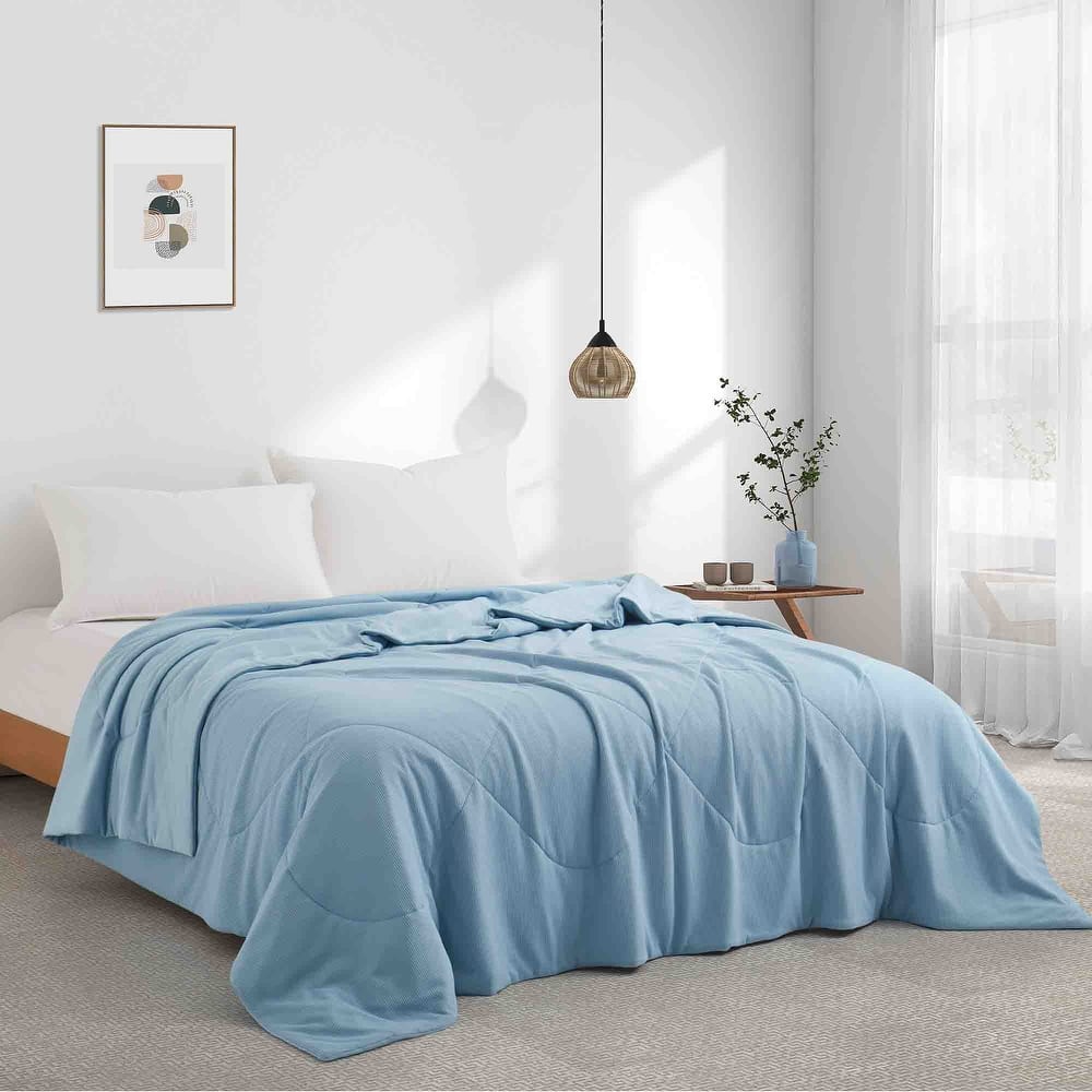 Lightweight Breathable Cooling Waffle Reversible Summer Blanket, Dual-side Cool Touch Comforter
