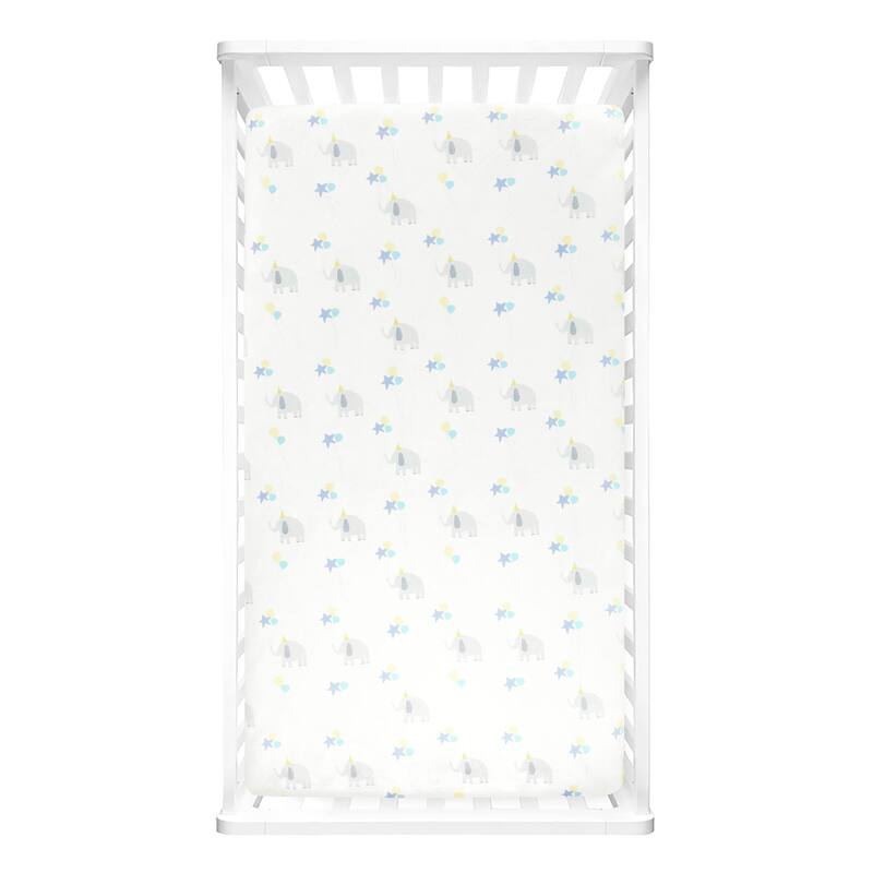 Lush Decor Baby Elephant Balloon Soft & Plush Fitted Crib Sheet - 52"x 28" x 9"