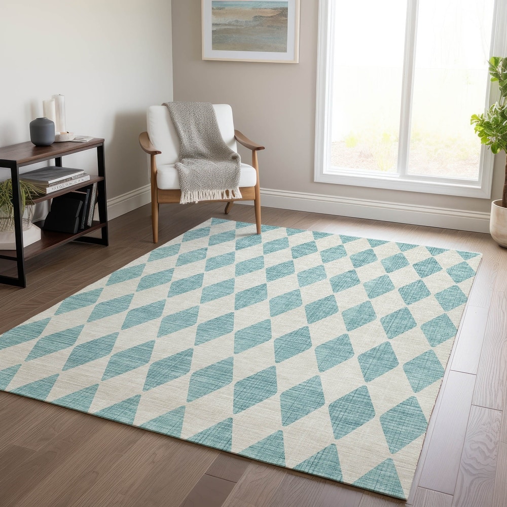 Machine Washable Indoor/ Outdoor Chantille Diamonds Rug
