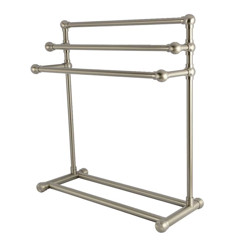 Kingston Brass Maximilien 28" Freestanding Pedestal 3-Tier Towel Rack - Brushed Nickel