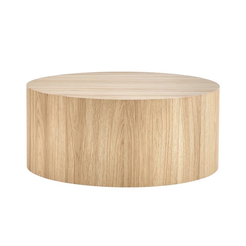 Roomfitters Cylindrical MDF Coffee Table with Deep Walnut Finish, 27.5"x12" Modern Minimalist Accent Table