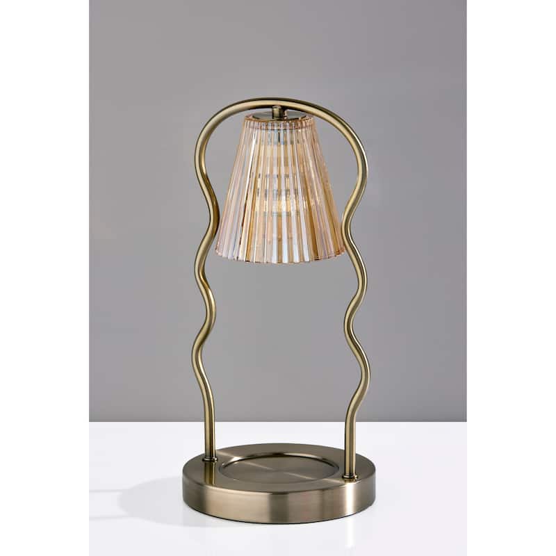 Chiara Candlewarmer Lamp with Timer - Dimmable Wax Melt Heater, 3 Lighting Modes & Auto Shutoff - Ribbed Glass