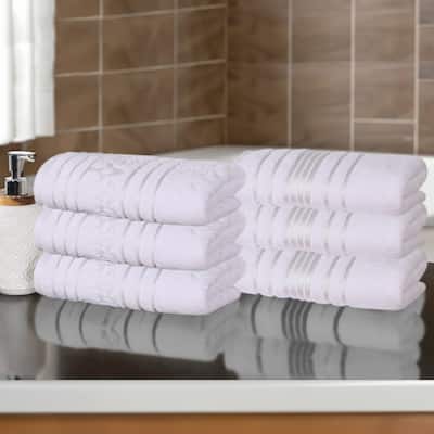 Superior Sadie Zero Twist Cotton Solid and Floral Hand Towel Set of 6