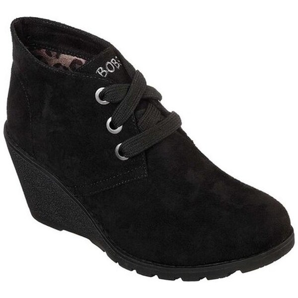 skechers suede wedge boots